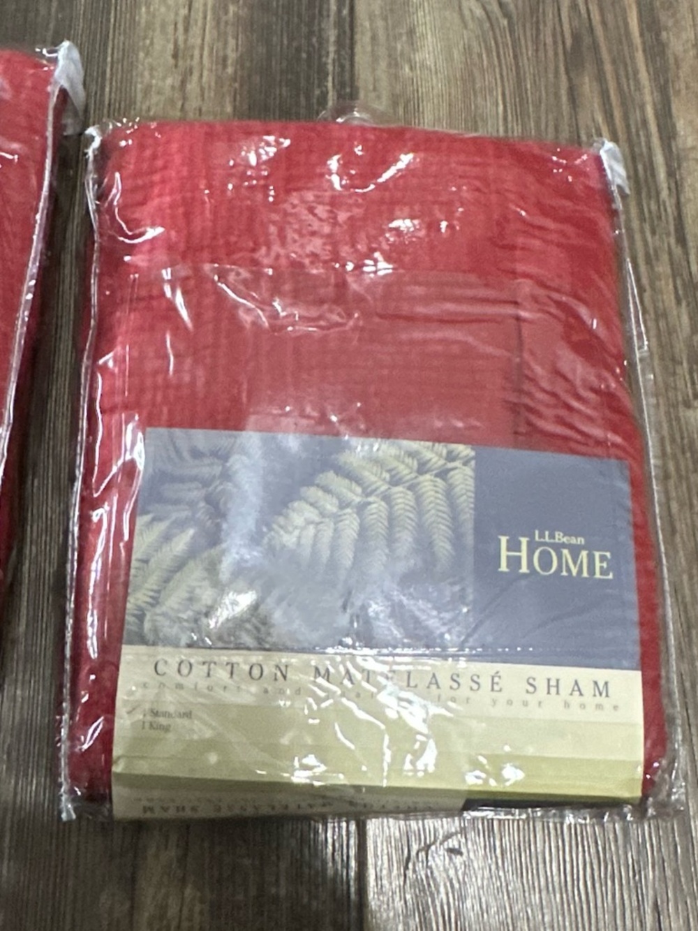 LL BEAN 2 rhubarb red vintage cotton matelasse SHAMS standard 20 X 26 NEW